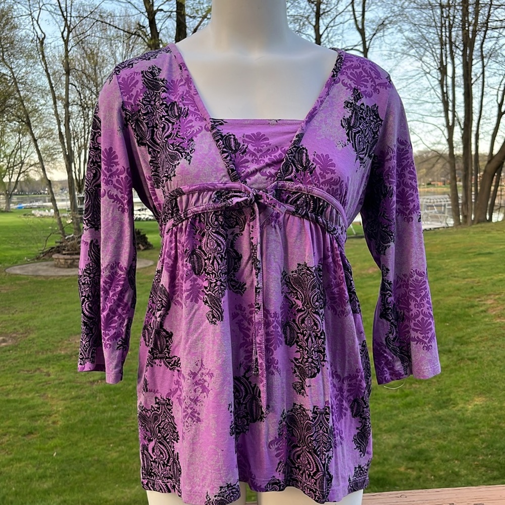 Style & Co. babydoll boho top L